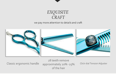Blue Pet Grooming Thinning Shears Double Tooth Sharp Blade Adjustable Screw